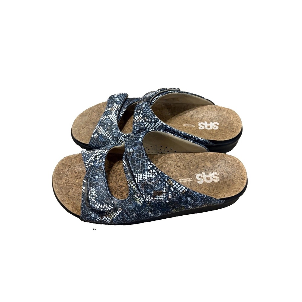 SAS Sandal Cozy Slides Women's Size 9.5 M Snakeskin Multi Tripad Comfort USA